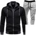 Men's Clothing Autumn And Winter Sports Stitching Men's Jacket Casual Long Sleeved Trousers Hooded Sports Men's Two Piece Suit_viptrois.com
