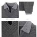 Men's Plus Size Fake Two Piece Knit Sweater Polo Shirt - V-Neck Old Money Style Trendy Casual Pullover (Greyish/Apricot, S-2XL)_viptrois.com