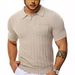 Men's Clothing Summer New Men's Casual Polo Shirt V Neck Pocket Button Short Sleeve Cool Breathable Knitted Men's Shirt_viptrois.com