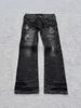 Men's Clothing Y2k Gothic Style Flared Pants Street Retro Washed Hole Double Waist Jeans Trendy Trousers_viptrois.com