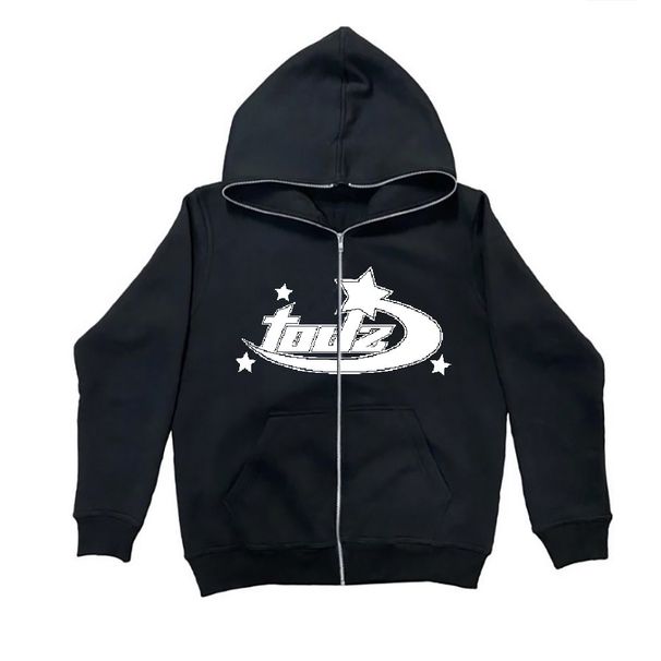 Osaka Street Fashion Printed Men's Warm Loose Zipper Hoodie Sweatshirt Black_viptrois.com