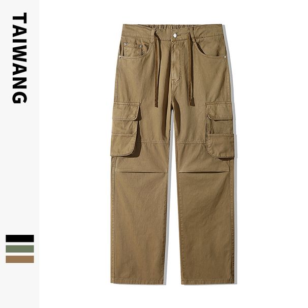 Men's Clothing Fashionable brand casual pants men 2024 autumn and winter men's clothing ready to dye trousers simple loose cotton pants men_viptrois.com