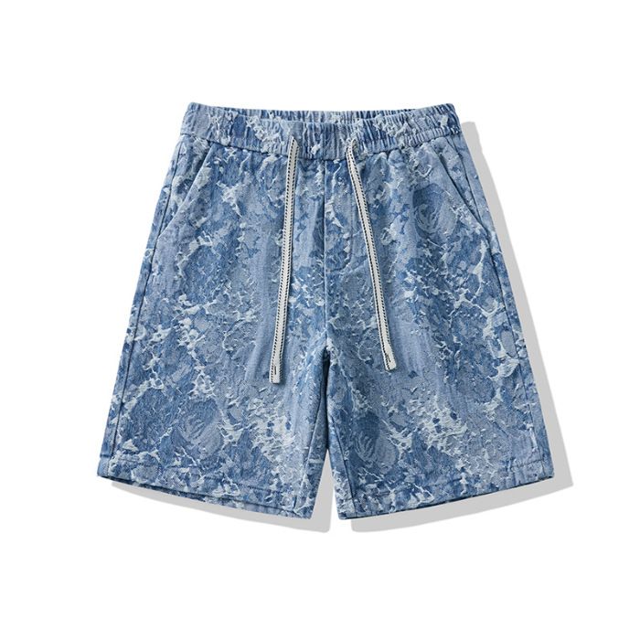 Men's Clothing Denim Shorts Summer New High Street Loose Personality Trend Straight Beach Pants Shorts_viptrois.com