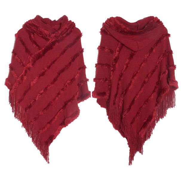 Unisex Women's solid color hooded sweater knitted pullover cape cape_viptrois.com