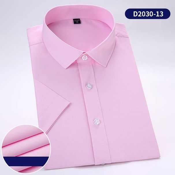 Men's Clothing Summer Business Short Sleeve Shirt – Breathable Cotton Blend, Wrinkle-Resistant & Office Ready (Slim Fit For Professionals)_viptrois.com