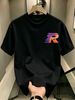 100% Cotton Men Crew Neck Tee Gradient R Letter Print With Small P Accent Short Sleeve Casual Summer Top_viptrois.com