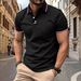 New Arrival Men Elegant Short Sleeve Polo Top Classic Tricolor Stripe Details On Collar Cuffs Summer Daily Casual Shirts_viptrois.com