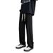 Men's Clothing Textured Trendy Loose Straight Wide Leg Pants White Casual Trousers Drape Ice Silk Pants_viptrois.com