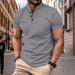 Men's Clothing Men's Short Sleeved Stand Up Collar Waffle Fabric Casual Short Sleeved Polo Shirt_viptrois.com