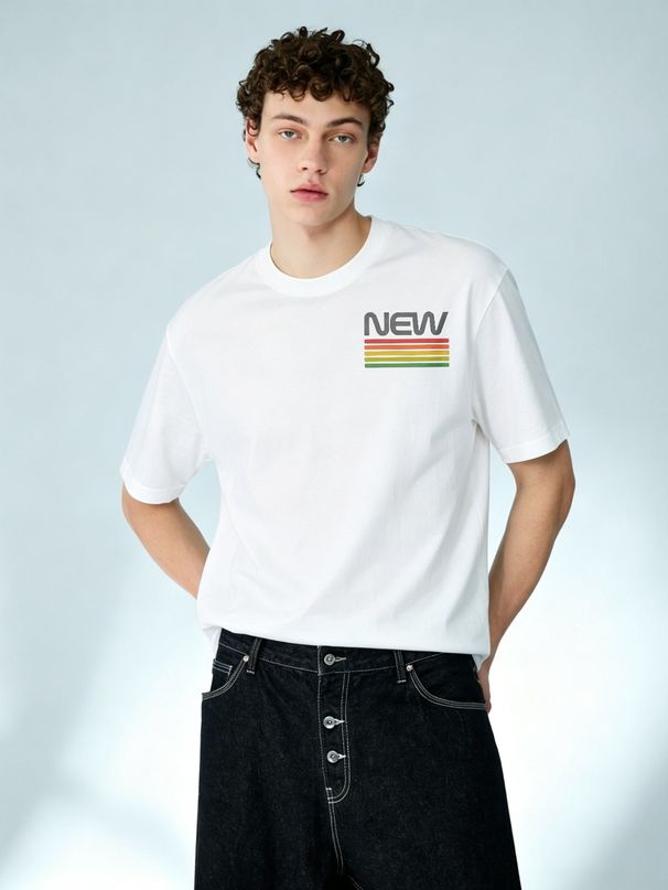 Relaxed Fit Minimal Chest Logo Cotton T-Shirt Men's Everyday Casual Streetwear Tee_viptrois.com
