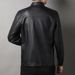 2025 Men's New Stand Up Collar Leather Jacket, Spring And Autumn Trendy Explosive Motorcycle Leather Jacket_viptrois.com