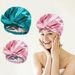new shower cap women's silk satin inner washing shower cap bath cap double bow waterproof_viptrois.com