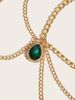 waist chain Green Crystal Jewel Pendant Multi-layer wave side swing chain waist_viptrois.com