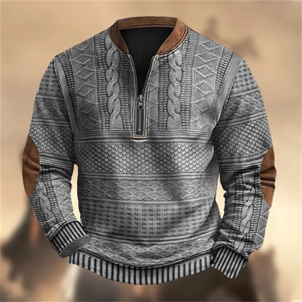 2026 Fashion Outerwear Youth/Men Polyester Stand Collar Half Zipper Long Sleeve Vintage Casual Sweatshirts_viptrois.com