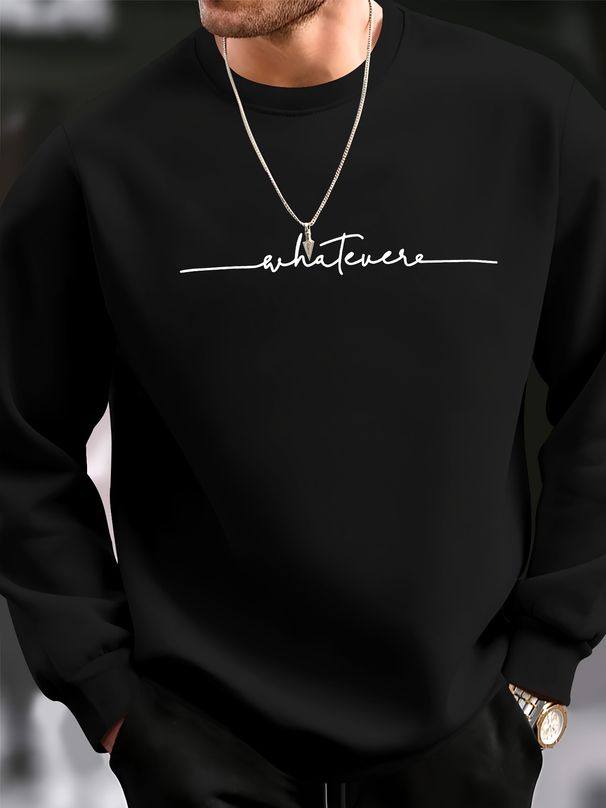 Men's Casual Loose And Simple Letter Printed Round Neck Long Sleeved Sweatshirt In Autumn And Winter_viptrois.com