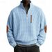 Men's Waffle-Knit Half-Zip Sweatshirt - Solid Color Stand Collar Pullover For Casual Fall/Winter Wear (S-XXXL)_viptrois.com