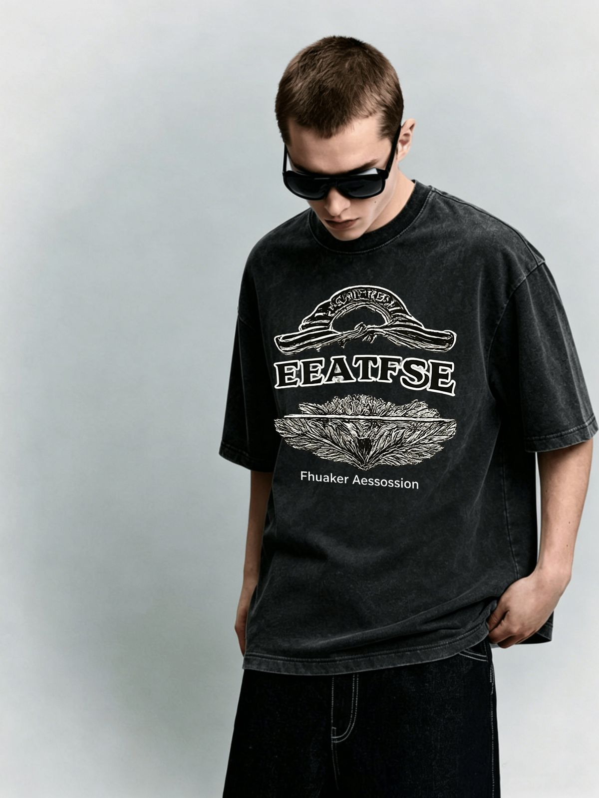 Men's Clothing Light Luxury T Shirt Short Sleeve Minimalist Vintage Bow Leaf Letter Graphic Printing Round Neck T-Shirts_viptrois.com
