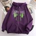 Cardigan Sweatshirt Skull Butterfly Street Hip Hop Gothic Harajuku Y2k Black Zipper Hoodie For Women_viptrois.com
