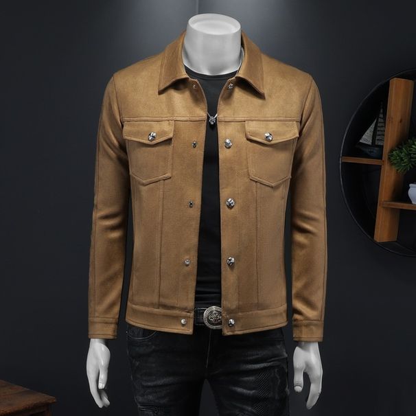 Loom Europe Station 2025 Spring New Suede Lapel Jacket Men's Fashion 8200 - Long-Term Availability_viptrois.com