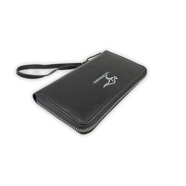 Vintage-Inspired PU Leather Handheld Clutch For Men – Slim & Spacious Unisex Design With RFID Blocking (16-Inch, Black/Brown)_viptrois.com