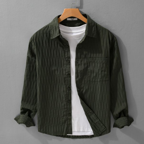 Spring And Summer Men's Simple And Versatile Long Sleeved Shirt, Loose, Comfortable, Breathable, Fresh, Thin Casual Shirt_viptrois.com