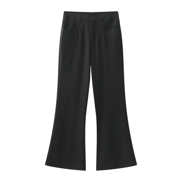 Men's Clothing Slightly Flared Loose Drape Solid Color Mid Waist Loose Casual Trousers For Men_viptrois.com