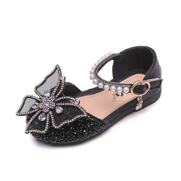 2025 Spring Cross Border New Bow Pearl Sandals Children's Single Shoes High Value Princess Shoes Girls' Small Leather Shoes_viptrois.com