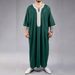 Elegant Embroidered Middle Eastern Thobe For Men – Breathable Polyester, Loose Fit, Traditional Design For Casual Wear (Green, White, Black, Navy)_viptrois.com