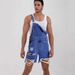 Men's Clothing Casual Fashion Ripped Denim Bib Shorts_viptrois.com