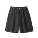 Summer New Denim Raw Color Men's Loose Straight Mid-length Casual Wide-leg Quarter-length Shorts_viptrois.com