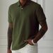 Men's Clothing Men's Solid Color Lapel Front Button Short Sleeved Shirt Casual Daily_viptrois.com
