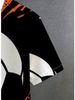 Polo Uomo Taglio Dritto Abbottonato Multicolore Stampa Calcio Fumetti Retrò Arancione Nero Sport Quotidiano_viptrois.com