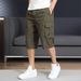 Summer Cotton Men's Casual Seven Piece Large Size Elastic Youth Workwear Shorts, Checkered Pattern_viptrois.com