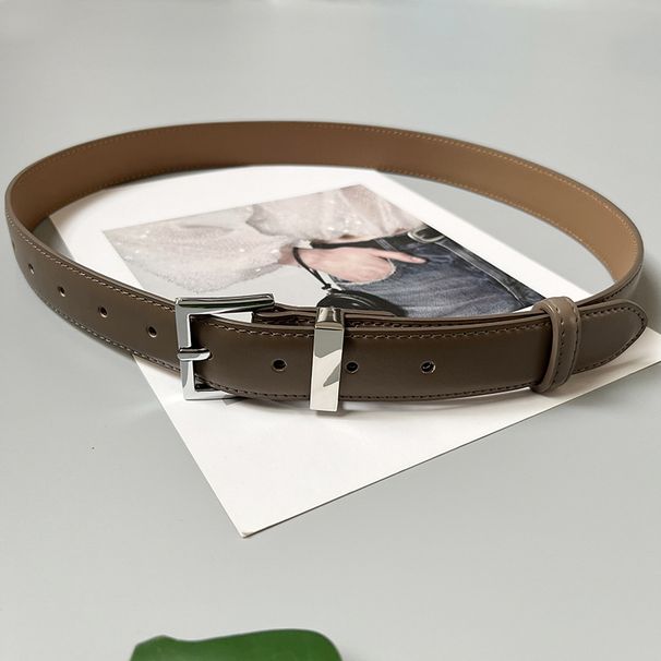 23 new minimalist style simple new silver buckle cowhide belt for women soft genuine leather belt jeans black belt for women_viptrois.com