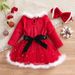 Christmas Dress Girl's Long Sleeve Star Mesh Dress Princess Dress_viptrois.com