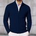 Knitted Cardigan 2025 Autumn And Winter New Style Stand Collar Long Sleeve Zipper Slim Sweater Large Size Men's Clothing_viptrois.com