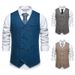 2025 New Men's Herringbone Fabric Double-breasted Retro Lapel Suit Vest_viptrois.com