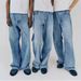 Men's Clothing Steve Washed Blue Jeans Casual Loose Versatile Straight Trousers_viptrois.com