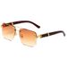 Half Rim Square Sunglasses – Diamond Cut Edge, Marble & Wood Grain Temples, Lightweight Fashion Glasses_viptrois.com