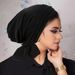 New Solid Color Crystal Linen Four Bar Long Tail Headscarf Chemotherapy Hat, Women's Hat_viptrois.com