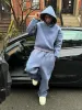 Casual Solid Couple Hooded Sweatshirt And Loose Sweatpants 2piece Set Mens Autumn Jogging Trouser 240809_viptrois.com