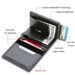 Men's Short Mini Wallet Tri Fold RFID Business Card Holder Wallet Automatic Card Eject Metal Card Holder_viptrois.com