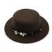 French British style pearl ribbon flat top hat autumn and winter new wool hat female gentleman hat wide brim felt hat_viptrois.com