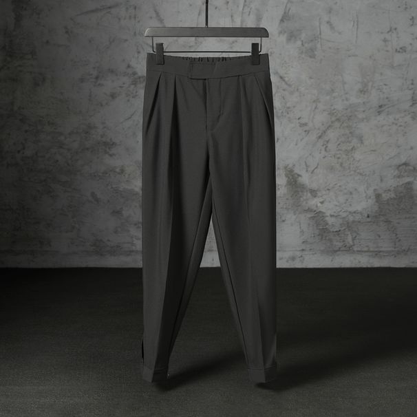 Men's Slim-Fit Hook-and-Loop Ankle Pants - Lightweight Summer Dress Pants With Breathable Fabric, Wrinkle-Free & Comfortable For Casual & Office Wear_viptrois.com