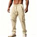 Men's Utility Cargo Overalls - Multi-Pocket Straight-Leg Pants (Black/Navy/Khaki) - Workwear-Inspired Casual Trousers_viptrois.com