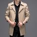 Pulse European American Spring And Autumn Turn-Down Collar Mid-Length Thin Men's Trench Coat Plus Size Business Casual British_viptrois.com