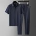 Men's Clothing Summer Ultra Thin Silky Ice Silk High End Seamless Glued Short Sleeved Shirt Suit Men's Business Casual Sports Two Piece Suit_viptrois.com