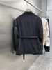 British Huang Xiaoming Same Style Metal Buckle Detachable Belt Blazer Casual Black Suit_viptrois.com