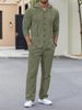 Men's Linen Hoodie & Shirt Set – 100% Cotton Oversized Lounge Wear For Casual & Streetwear (White/Gray/Black/Khaki/Sky Blue/Olive, S-XXXL)_viptrois.com