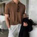 Men's Clothing Lapel Polo Shirt Short Sleeved Men's Trendy Brand Loose Casual Summer Thin Solid Color Sweater T Shirt Bottoming Shirt_viptrois.com
